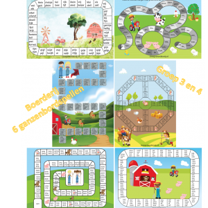 6 ganzenbordspellen spelling thema boerderij