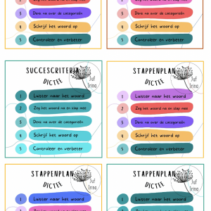 Stappenplan en succescriteria Dictee - kaartjes en poster