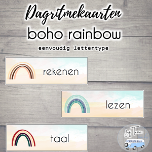 Dagritmekaarten - boho rainbow - eenvoudig lettertype