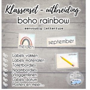 Klassenset - boho rainbow - eenvoudig lettertype - uitbreidingsset bij dagritmekaarten