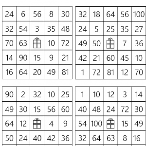 Bingokaarten tafels 1 t/m 10