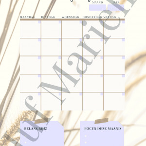 Maandplanner riet + focus van de maand