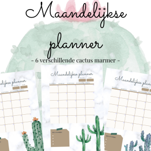 Maandplanner cactus 6 verschillende soorten