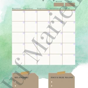 Maandplanner aquarel groen