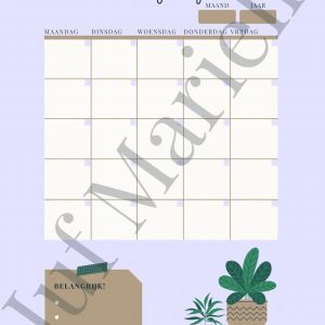 Maandplanner lichtblauw