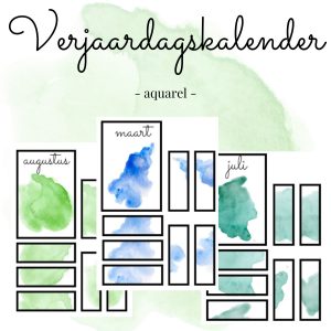 Verjaardagskalender thema aquarel