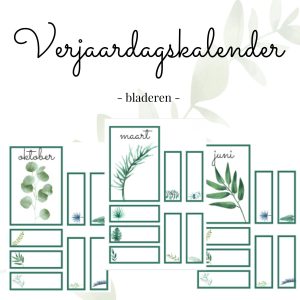 Verjaardagskalender thema bladeren