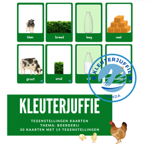 Kleuterjuffie tegenstellingen kaartjes boerderij