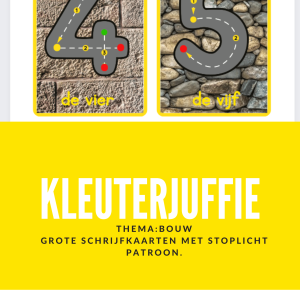 Kleuterjuffie grote cijfer schrijfkaarten bouw
