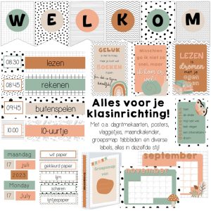 ALLES voor je klasinrichting! Pakket AARDETINTEN: dagritmekaarten en posters