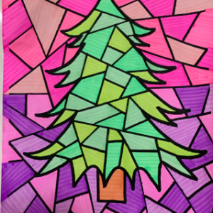 Kerstboom met kleurcontrasten