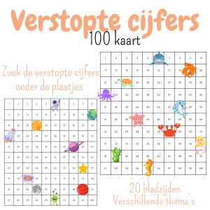 Verstopte cijfers 100 kaart | missende getallen 100 veld rekenen tellen puzzel