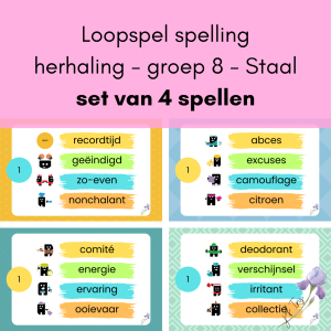 Loopspel spelling herhaling - groep 8 - Staal - set 1 t/m 4
