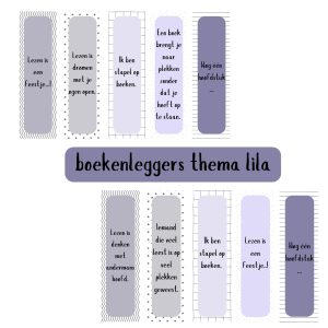 Boekenleggers thema lila