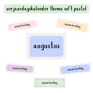 Verjaardagskalender thema soft pastel