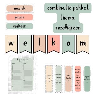 Complete set klasthema roze&groen
