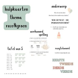 Hulpkaarten thema roze&groen