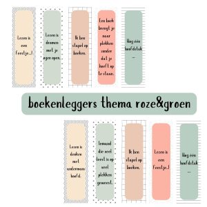 Boekenleggers thema roze&groen