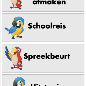 Dagritmekaartjes Papegaaien